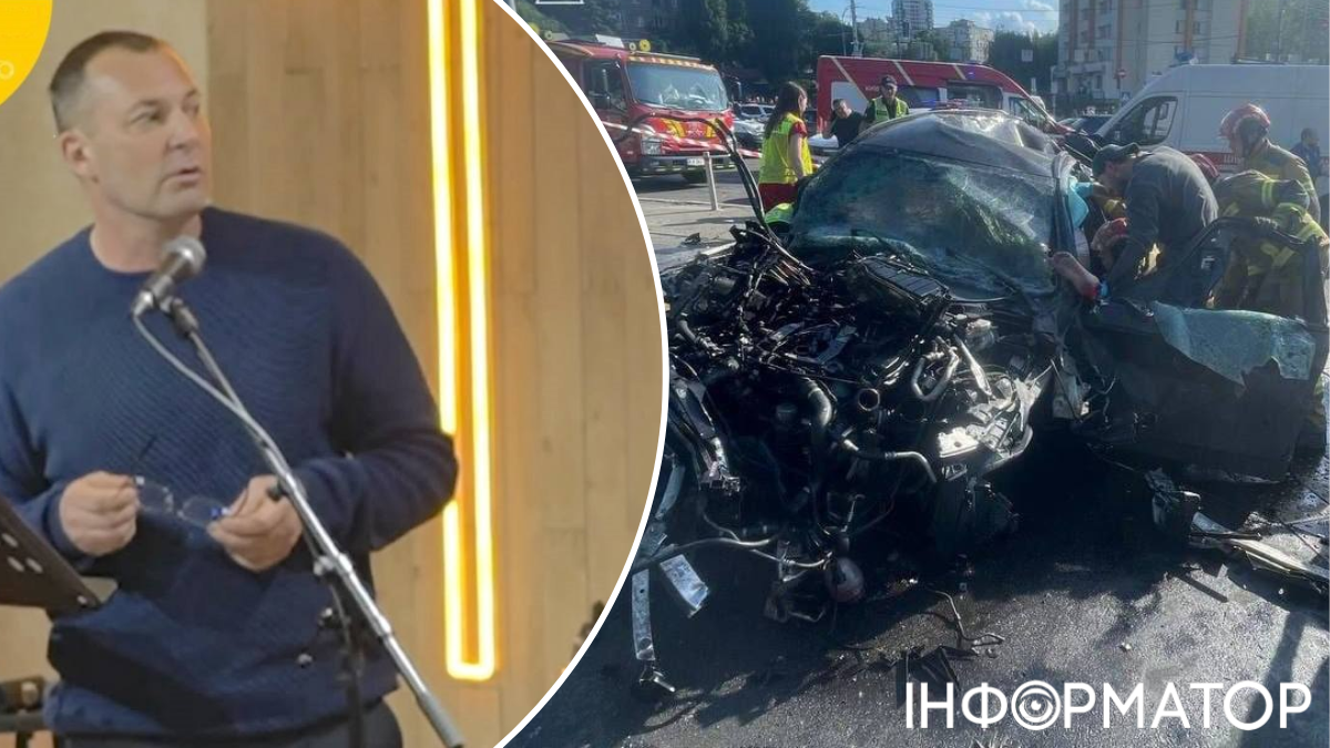 Наслідки смертельної ДТП у Солом'янському районі, пошкоджений Mercedes біля підземного переходу