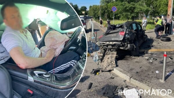 Знімок пошкодженого автомобіля Mercedes-Benz на місці смертельної ДТП на Чоколівському бульварі