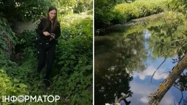 Чорна вода річки Бучанки з неприємним запахом, забруднення річки Бучанки