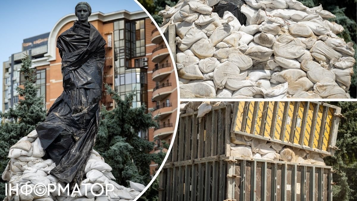 Демонтаж захисту пам'ятника Лесі Українки
