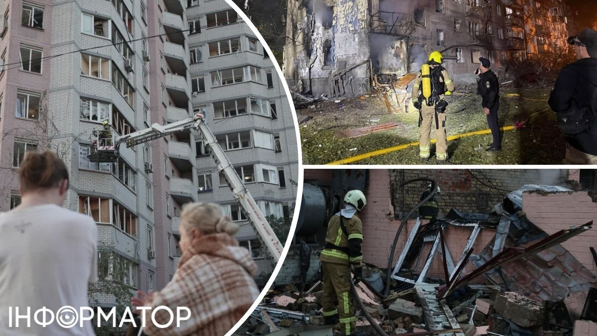 Рятувальники працюють на місці ракетного удару в Києві 1 серпня