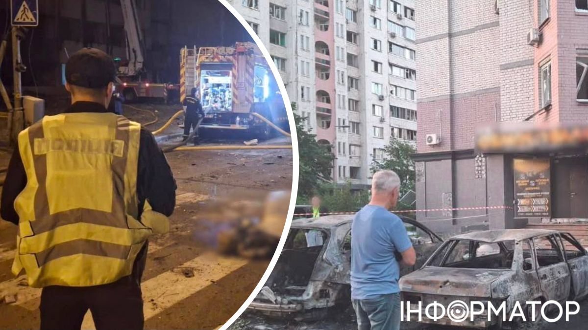 Пошкодження після ракетного удару в Києві 1 серпня