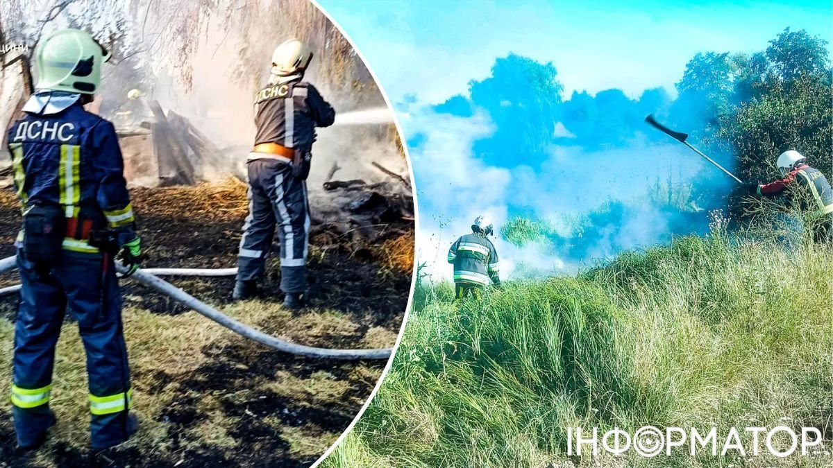 Рятувальники ДСНС гасять займання сухої трави на Київщині