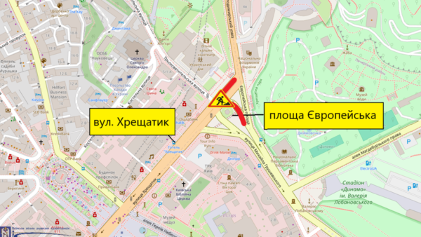 Часткове обмеження руху на Європейській площі в Києві