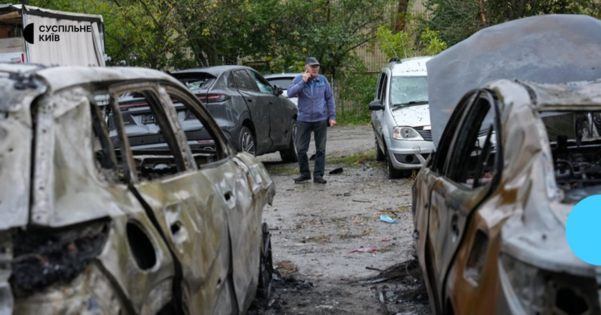 Пошкоджений пологовий будинок та згорілі автомобілі у Подільському районі Києва