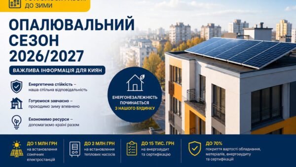 Сонячні панелі на даху багатоквартирного будинку в Києві