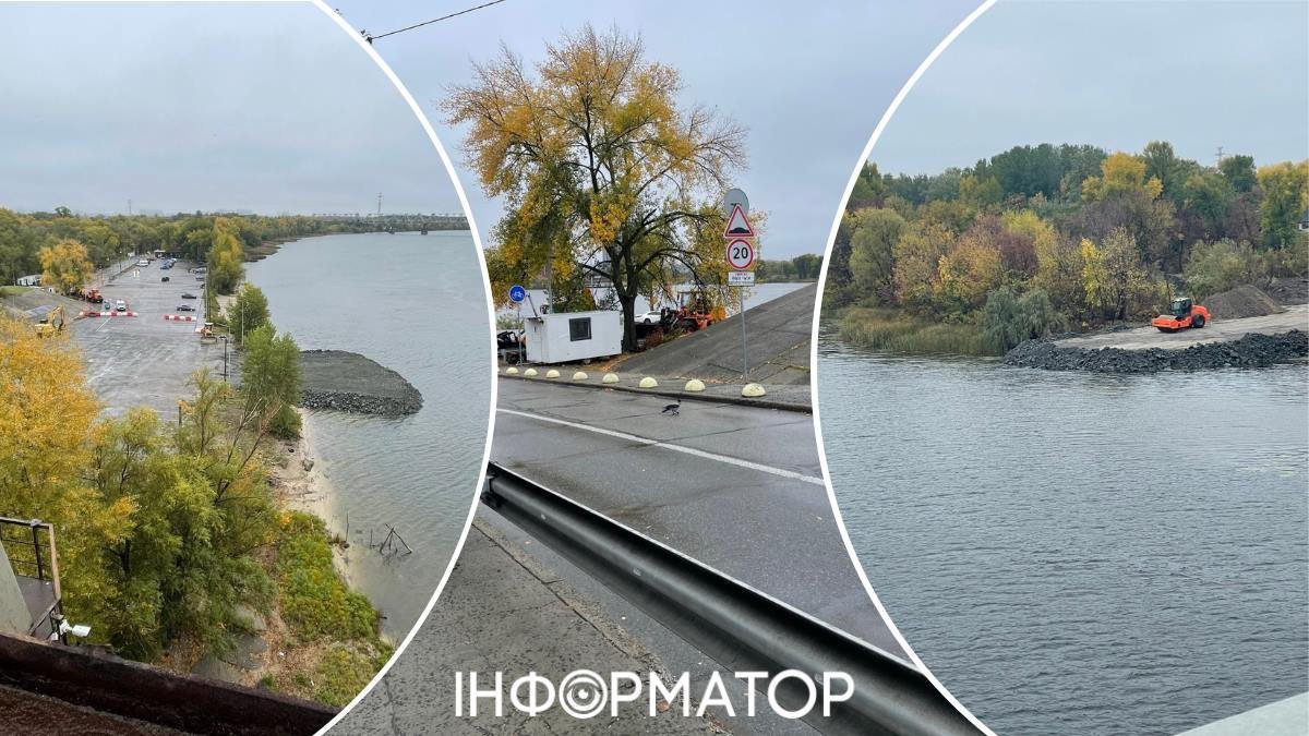 Будівництво тимчасової переправи на Трухановому острові