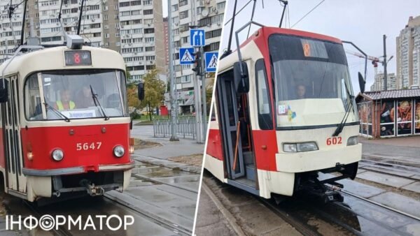 Старий трамвай ČKD на маршруті Лівобережжя Києва