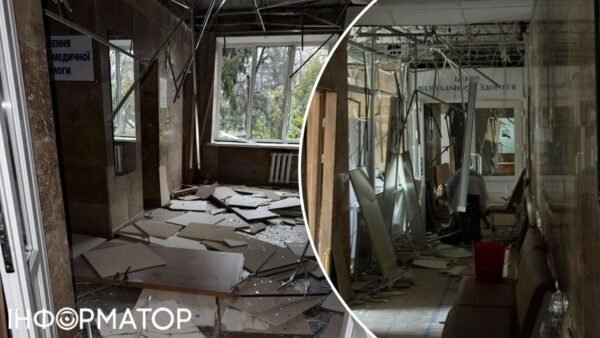 Пошкоджені вікна консультативно-діагностичного центру Київської міської клінічної лікарні №6