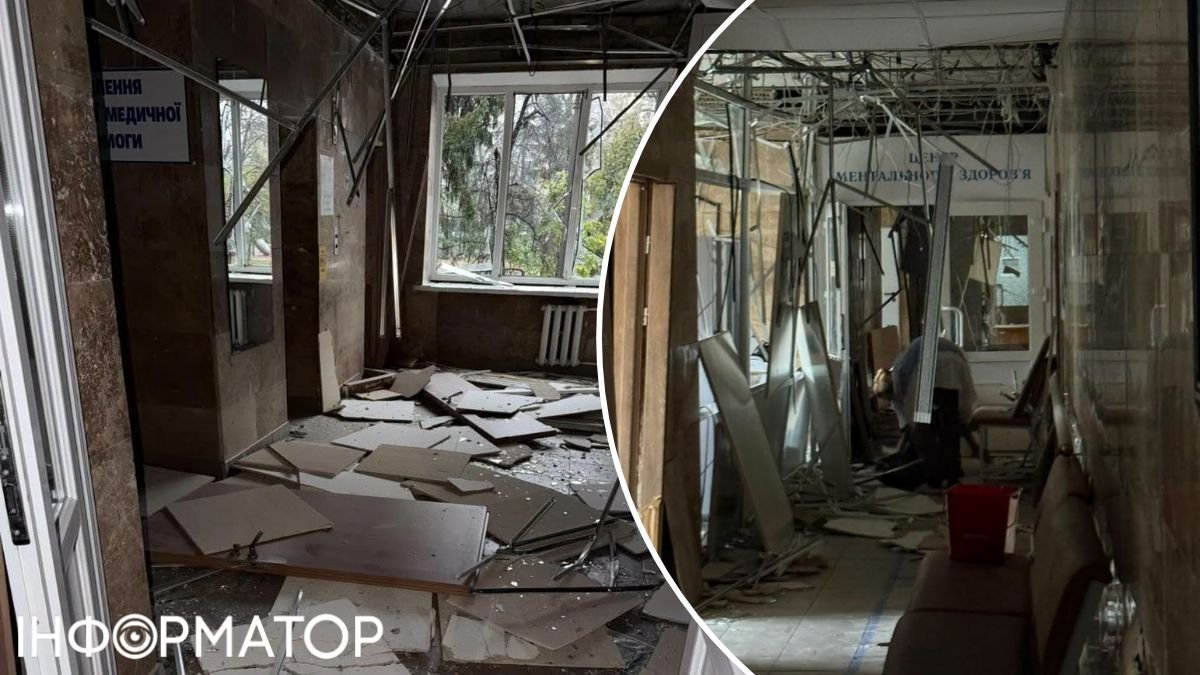 Пошкоджені вікна консультативно-діагностичного центру Київської міської клінічної лікарні №6
