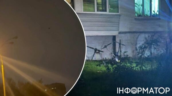 Упалий дрон біля житлового будинку на Оболоні