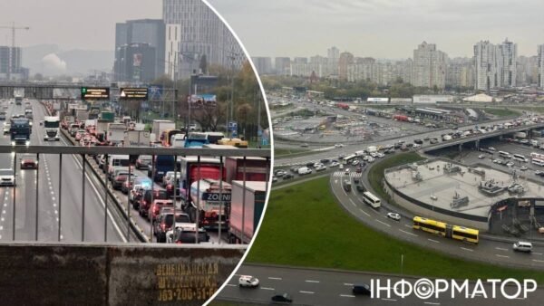 Транспортний затор на проспекті Бажана через перекриття Південного мосту