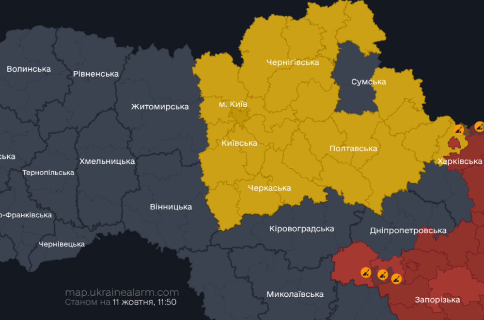 Робота ППО Києва під час дронової атаки